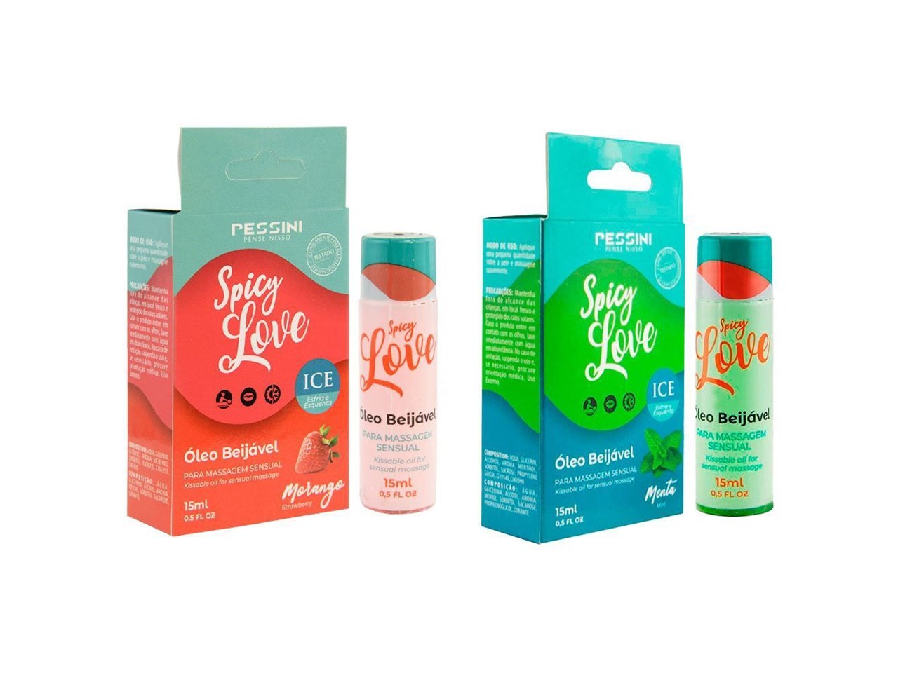 Kit 2 Gel ComestÍvel Refrescante Spicy Love Ice 15 Ml Pessini