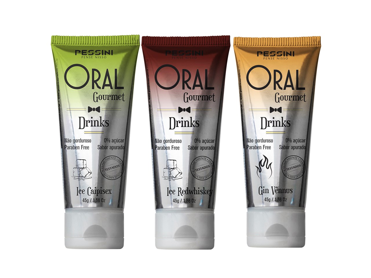 Kit 3 Géis Comestível Oral Gourmet Drinks 45g Pessini