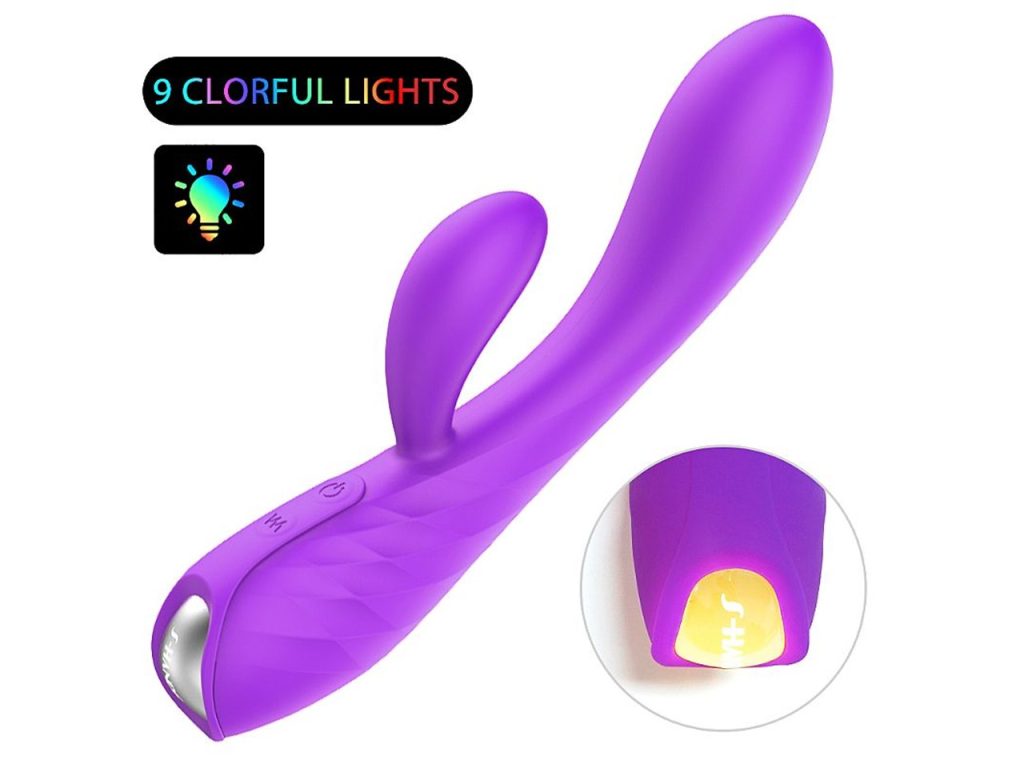 Vibrador Com Estimulador De Ponto G E Clitóris (com Troca De Cor Na Base) Recarregável Muses1