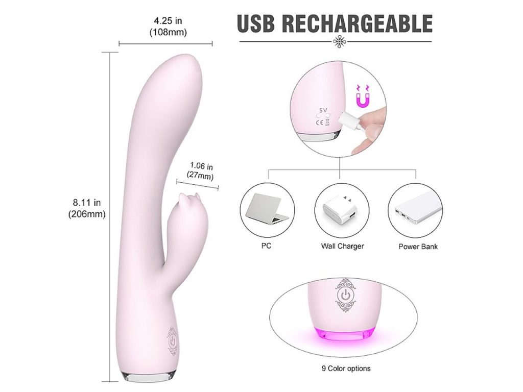 Vibrador Com Estimulador De Ponto G E Clitóris Recarregável Fanny