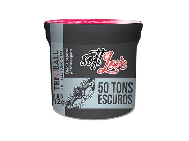 Bolinha Excitante Triball 50 Tons Mais Escuros Com 3 Unidades Soft Love