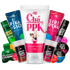 Kit 10 Produtos Sex Shop com Gel Deslizante Comestveis Excitantes Masculino e Feminino Bolinhas Explosivas