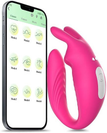 Vibrador de Casal Controle Aplicativo Bluetooth Hera 9 Vibraes Silicone Recarregvel 10,0cm x 3,5cm