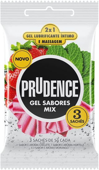 Gel Mix Sach Lubrificante Prudence Sabor 3 Unid Transparente