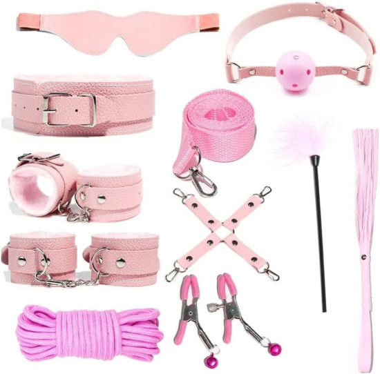 Kit Brinquedos Sexuais Para Casal Algemas, Brinquedos Sexuais para Adultos 10 Peas Ertico (Rosa)