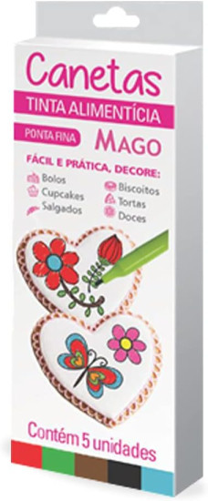 Kit Caneta para Decorar Alimentos c/5 Cores - Mago