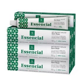 Kit 10x Gel Dental Essencial Akmos Sem Flor 90g Vegano Melaleuca e Aloe Vera - Sabor Menta