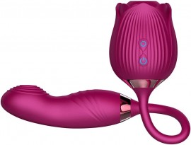 Vibrador Flor Rosa Ponta Dupla Funo Sugador e Aquecimento