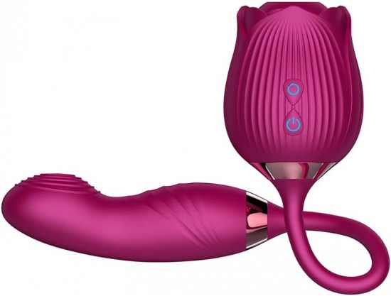 Vibrador Flor Rosa Ponta Dupla Funo Sugador e Aquecimento