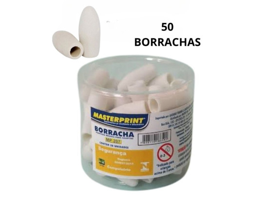 Borracha Escolar 50 Peas Ponteira Simples Branco - Masterprint