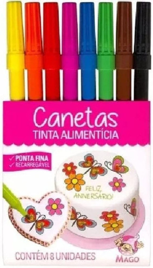 Canetas Tinta Alimentcia C/8un Recarregvel - Mago