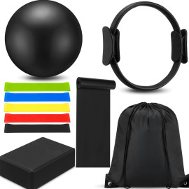 Silipull 10 peas de acessrios de equipamento de ioga de pilates, conjunto de anis de pilates, presente para mulheres, exerccios domsticos, inclui anel de ioga com bola de pilates, faixas de