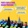 Conjunto de Canetas Marcador Permanente Canetinhas para Colorir Touch com Ponta Dupla para Desenhos Profissional e Escolar com Duas Pontas Hidrogrficas com Estojo para Transporte Brashopmall (80)