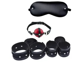 Kit bondage (com 4 amarras + venda + morda�a bola) - Hot Brasil