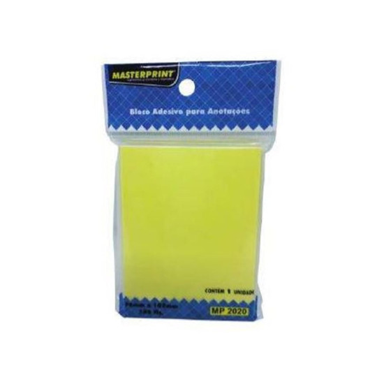Bloco Adesivo Anotao 75Mm X 75Mm Amarelo, 100 Folhas