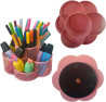 Organizador Porta Caneta Lpis Clips Giratrio 7 Divisrias Em Metal Aramado - Flor Color (Rosa)