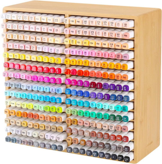 Organizador de marcadores de bambu, durvel, para guardar 280 marcadores, extra grande, para artistas, professores, estudantes, escritrio, sala de aula, aniversrio, dia das mes, presentes sem