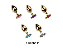 Plug Anal de A�o - Redondo Dourado - Tamanho P