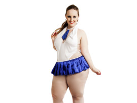 Fantasia Estudante Azul Plus Size - F�cil Prazer