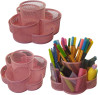 Organizador Porta Caneta Lpis Clips Giratrio 7 Divisrias Em Metal Aramado - Flor Color (Rosa)