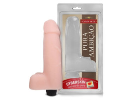 Pr�tese 18 x 5 cm com escroto e vibrador interno em cyber skin - Sexy Fantasy