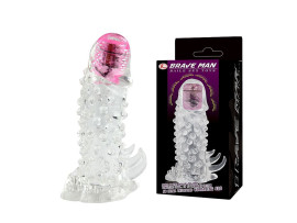 Capa Peniana Brave Man com Vibrador de Toque e Estimulador de Clitris 14 x 4 cm