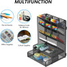 Organizador de canetas para mesa, organizador de mesa multifuncional, suporte de parede com gaveta para escola, escritrio, casa, materiais de arte, preto