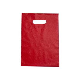 100 Sacolas Al�a Vazada (Boca De Palha�o) Vermelha 20 X 30Cm