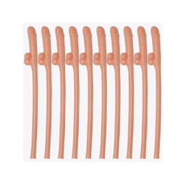 Canudinhos Er�ticos Formato De P�nis - Embalagem Com 10 Unidades