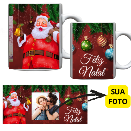 Caneca De Porcelana Personalizada Com Sua Foto (Natal)