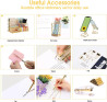 KAAKOW Organizador de mesa dourado e acessrios de escritrio, grampeador, suporte de caneta, suporte de telefone, tesoura, caneta, rgua, 30 clipes de papel, 22 clipes de fichrio, 20 tachinhas e