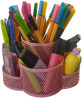 Organizador Porta Caneta Lpis Clips Giratrio 7 Divisrias Em Metal Aramado - Flor Color (Rosa)