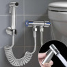 Migan Ducha Higinica Chuveirinho Completa 2 Saidas de  Para Banheiro 1/4 De Volta 100% Metal Ao Inox (Preta)