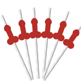 Kits Com 20 Canudos Com P�nis Laminado Vermelho