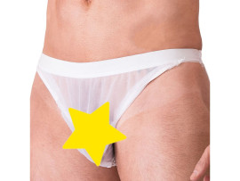 Cueca sensual tela com tule branco - Sexy Fantasy