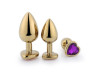 Plug de Metal Dourado com Joia em Formato de Corao Tamanho Pequeno (7,2 cm)