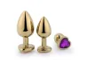Plug de Metal Dourado com Joia em Formato de Cora��o Tamanho Pequeno (7,2 cm)