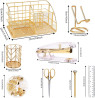 KAAKOW Organizador de mesa dourado e acessrios de escritrio, grampeador, suporte de caneta, suporte de telefone, tesoura, caneta, rgua, 30 clipes de papel, 22 clipes de fichrio, 20 tachinhas e