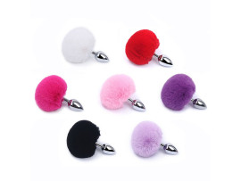 Plug Anal em Ao - Pompom de Coelho - Tamanho - M - SI