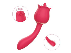 Vibrador de Ponto G e Estimulador com Lngua Formato de Rosa PRO 2
