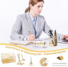 KAAKOW Organizador de mesa dourado e acessrios de escritrio, grampeador, suporte de caneta, suporte de telefone, tesoura, caneta, rgua, 30 clipes de papel, 22 clipes de fichrio, 20 tachinhas e