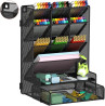 Organizador de canetas para mesa, organizador de mesa multifuncional, suporte de parede com gaveta para escola, escritrio, casa, materiais de arte, preto