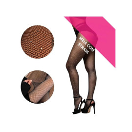 Meia Cal�a Arrast�o Preta Strass Brilho