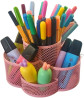 Organizador Porta Caneta Lpis Clips Giratrio 7 Divisrias Em Metal Aramado - Flor Color (Rosa)