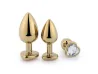 Plug de Metal Dourado com Joia em Formato de Cora��o Tamanho Pequeno (7,2 cm)