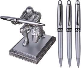 Porta-canetas Knight, porta-canetas executivo Knight com 3 canetas legais, organizadores de mesa, suporte criativo para canetas, presente decorativo para escritrio e casa