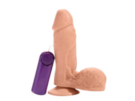 Prtese Fogo da Paixo com Escroto, Ventosa e Vibrador Externo 13,5 x 4,8 cm - Hot Flowers
