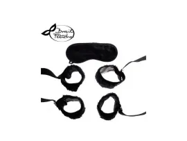 Kit bondage em pel�cia (4 amarras + tapa olhos) - Brasil Fetiche