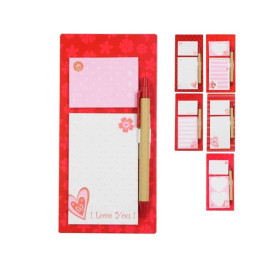 Bloco De Anota��o Magn�tico Cora��o Com Caneta 9,8X20Cm
