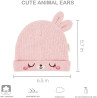 DOKMA Conjunto de chapus infantis de algodo orgnico com design de orelhas de animais fofos, gorros para bebs meninos e meninas de 0 a 6 meses, rosa, rosa, 3-6 Meses